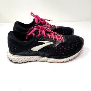 Brooks Glycerin 16 Athletic Running Shoes Womens 9.5 Wide Black Hot Pink